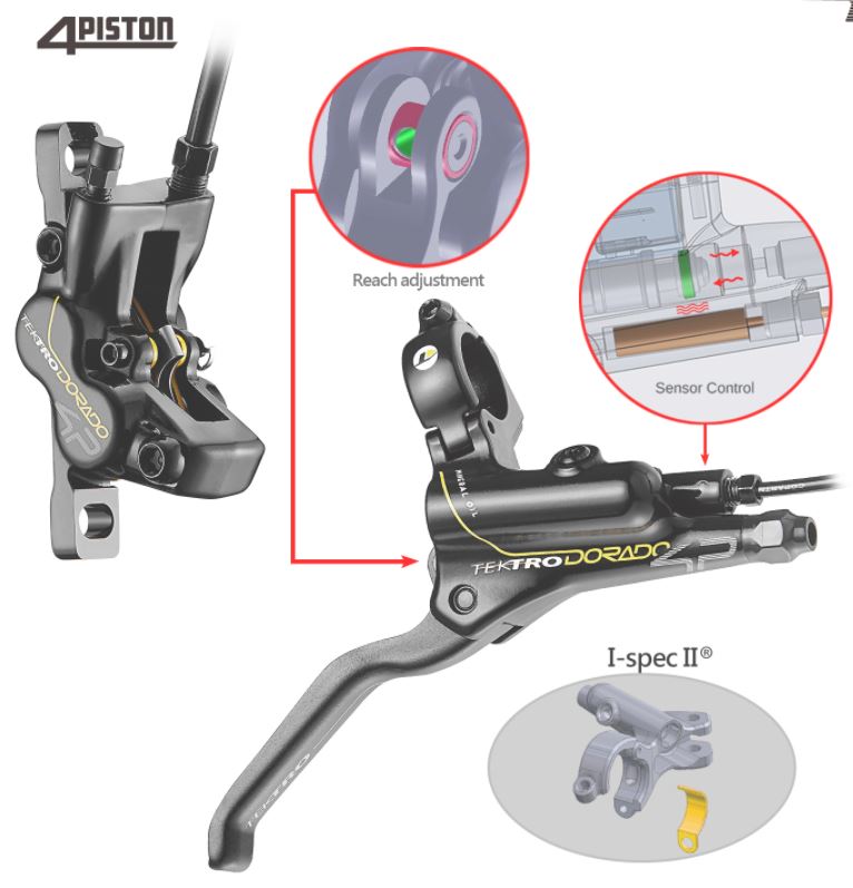 electric bicycle brakes Tektro Dorado 4P HD-E725 Hydraulic Brake set w/ E-bike – Electrify Bike