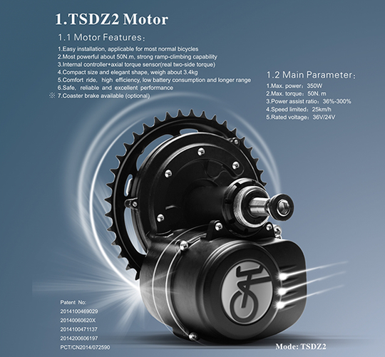 TSDZ2 OSF Upgrade Motor Kit 250-750W