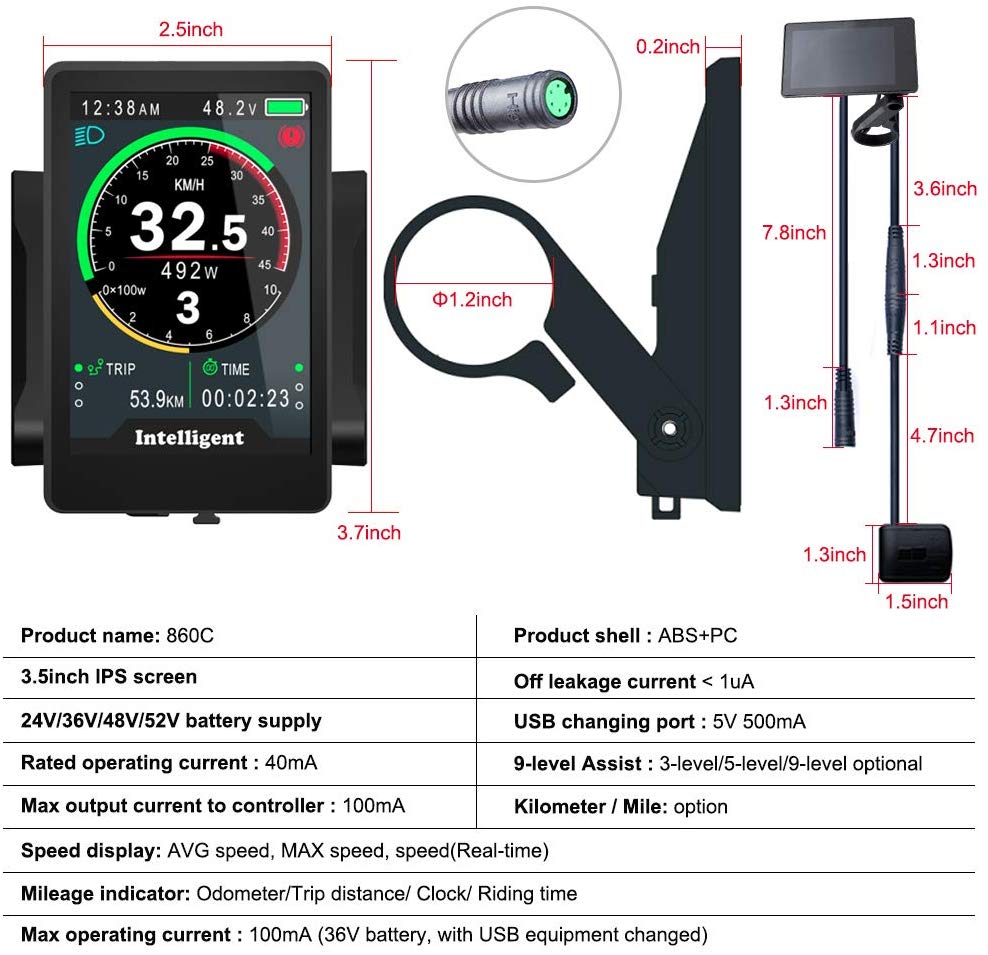 860C Color Display for Bafang Motors