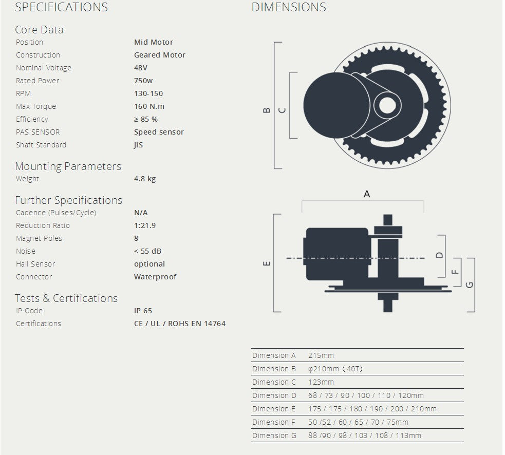 Bafang BBS02 750W Motor Kit